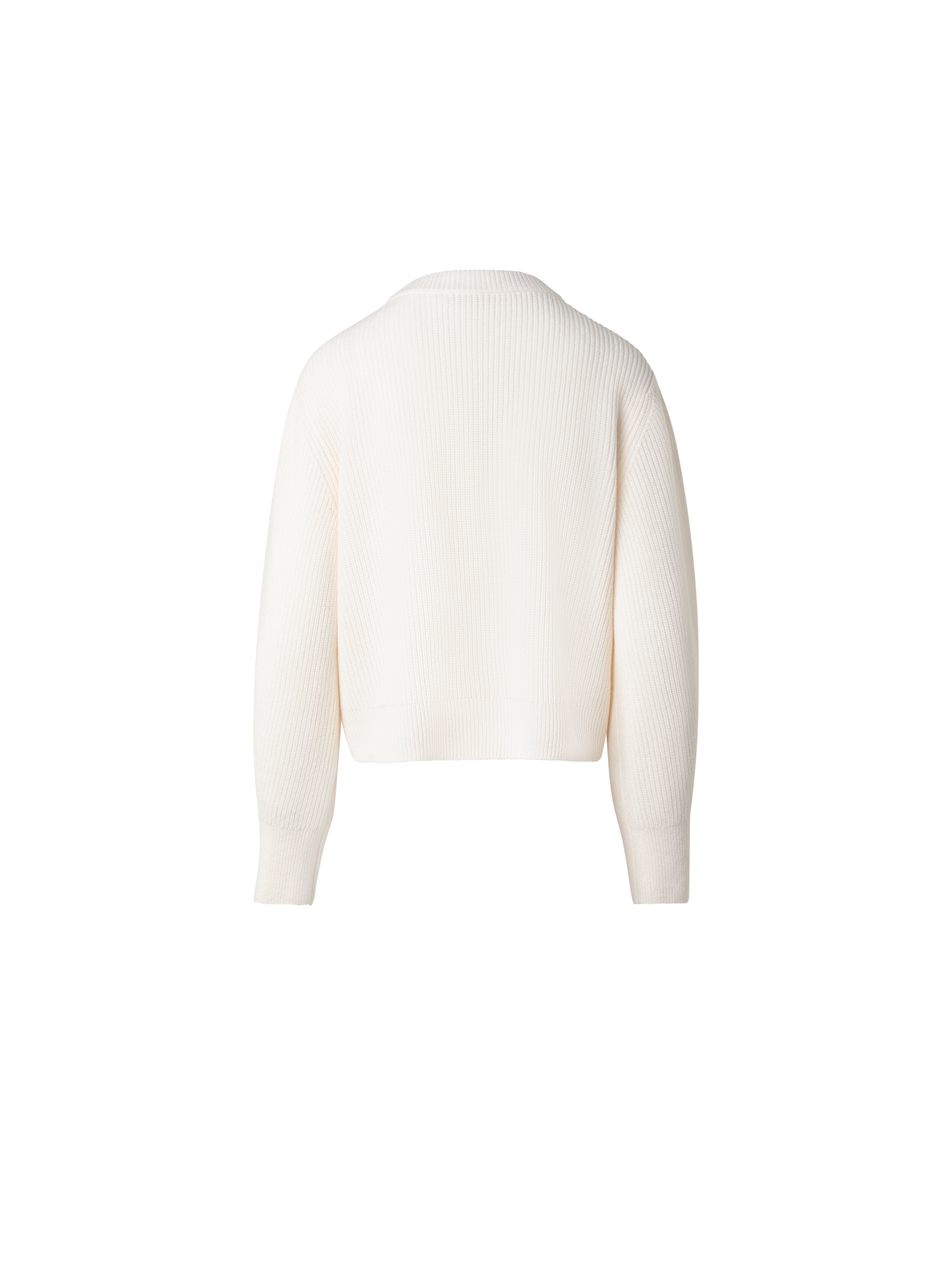Designer Kurzer Strickpullover aus Wolle und Kaschmir - Ecru - Weiss