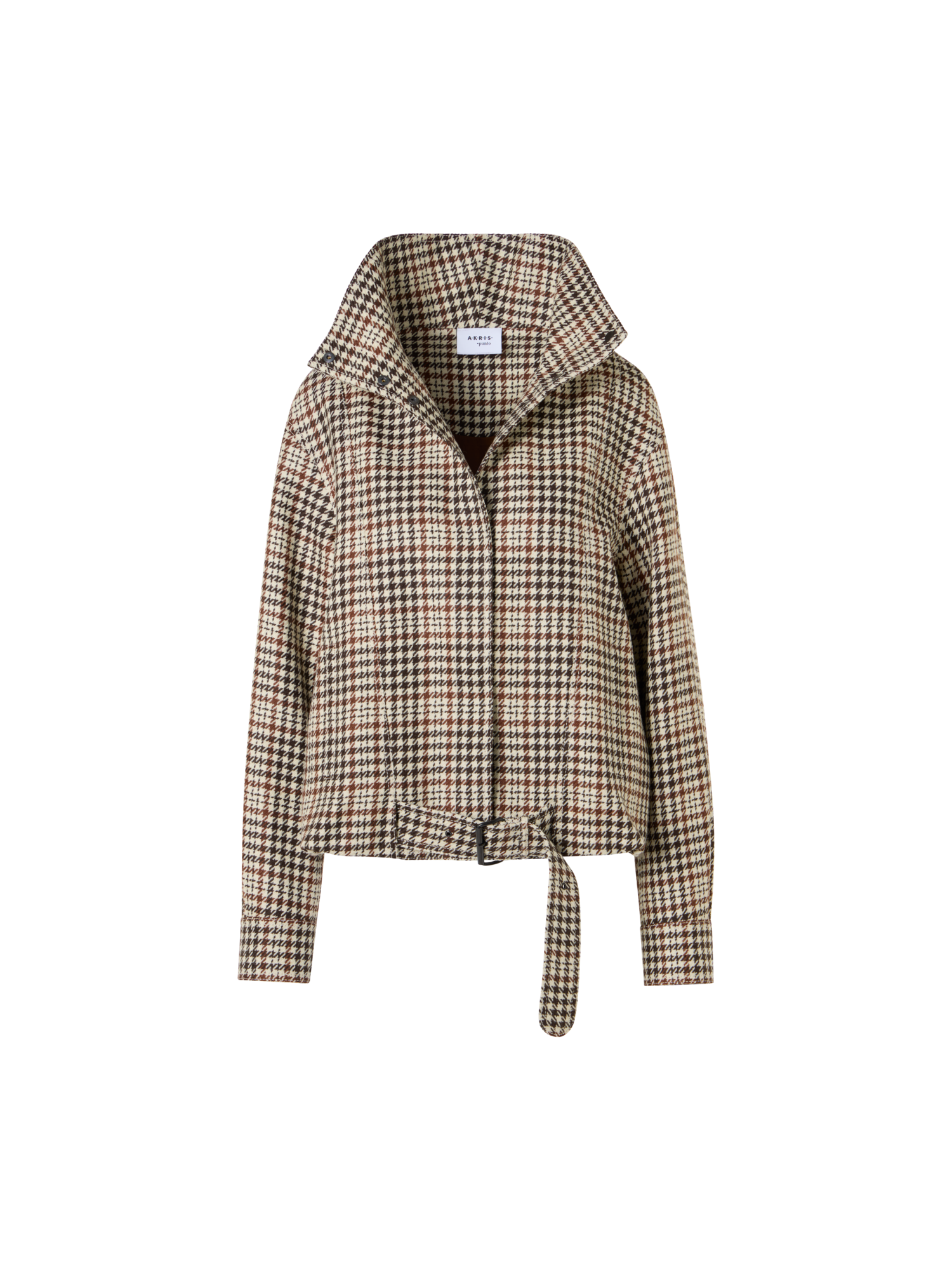 Designer Blouson aus kariertem Tweed - Braun - Bunt