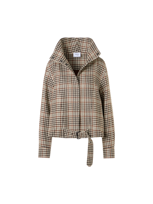 Designer Blouson aus kariertem Tweed - Braun - Bunt