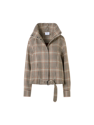Designer Blouson aus kariertem Tweed - Braun - Bunt