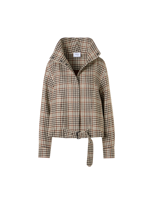 Designer Blouson aus kariertem Tweed - Braun - Bunt