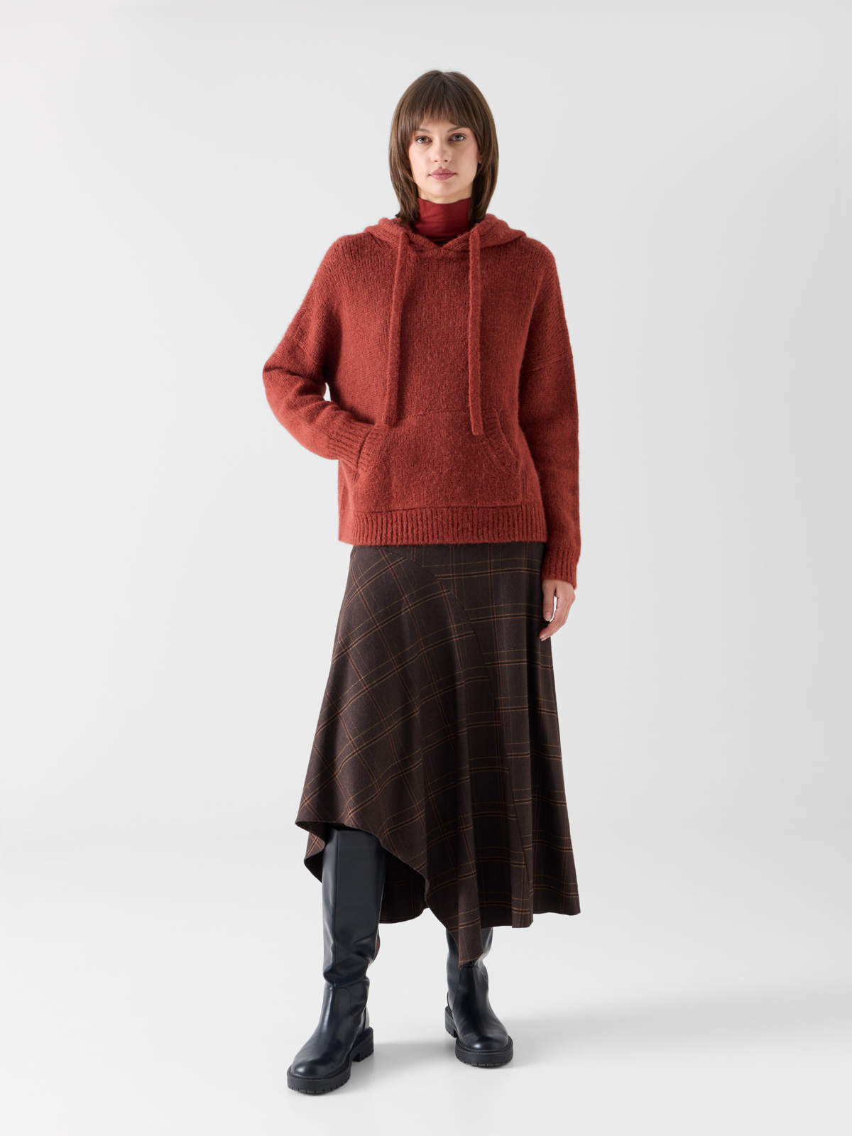 Designer Oversize Hoodie aus flauschigem Alpaka - Rot 