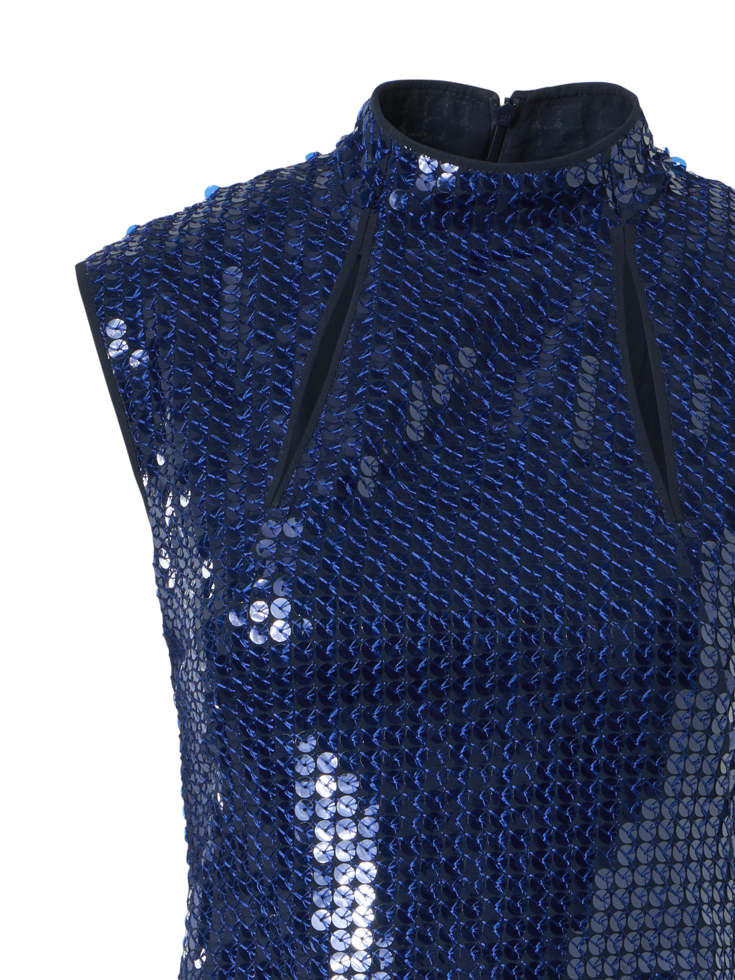 Designer Doubleface-Etuikleid aus Wollstretch - Dunkelblau - Blau