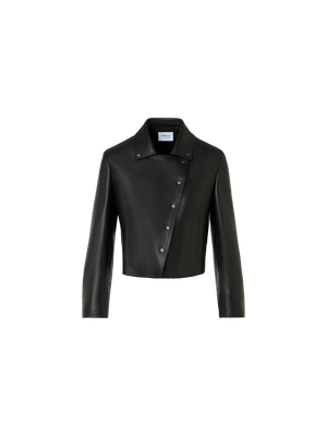 Designer Bikerjacke aus Pin Dot Nappaleder - Schwarz