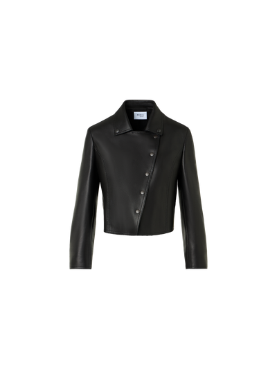 Designer Bikerjacke aus Pin Dot Nappaleder - Schwarz
