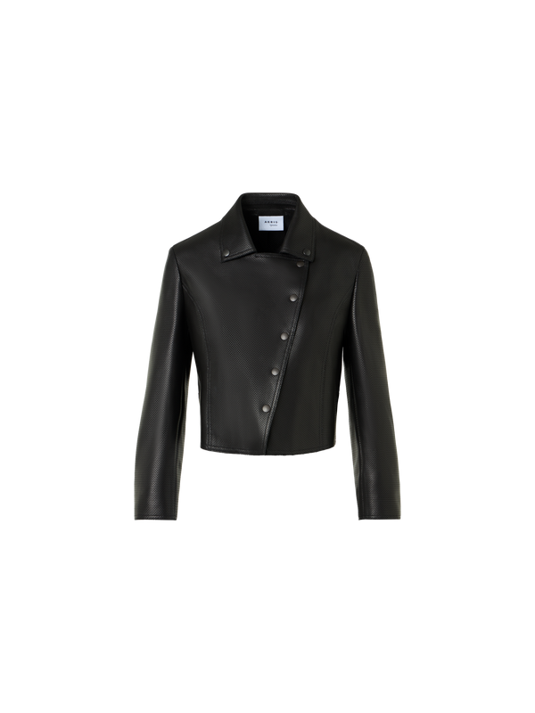 Designer Bikerjacke aus Pin Dot Nappaleder - Schwarz