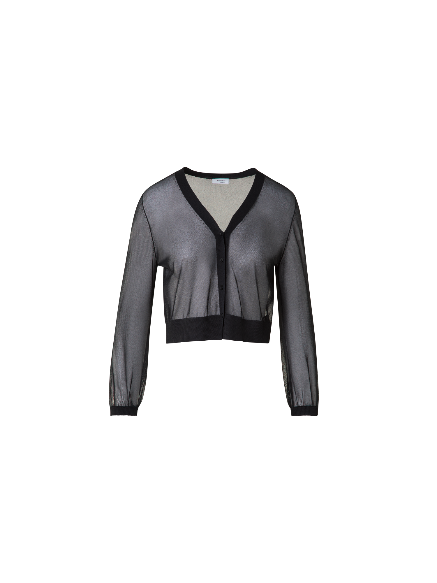 Designer Transparenter Cardigan mit Volumenärmeln - Schwarz