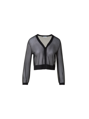 Designer Transparenter Cardigan mit Volumenärmeln - Schwarz