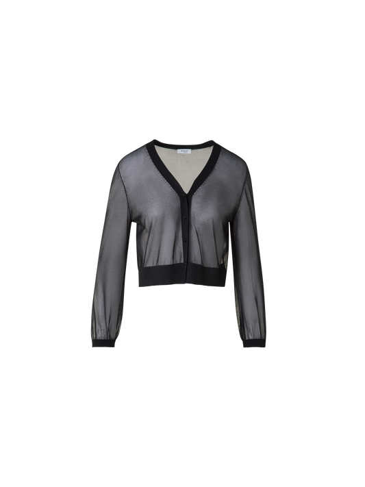 Designer Transparenter Cardigan mit Volumenärmeln - Schwarz