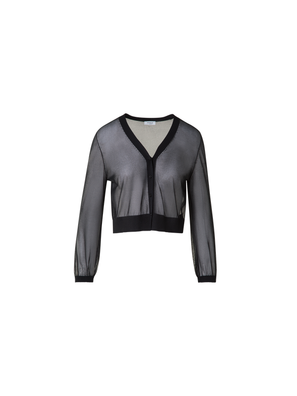 Designer Transparenter Cardigan mit Volumenärmeln - Schwarz
