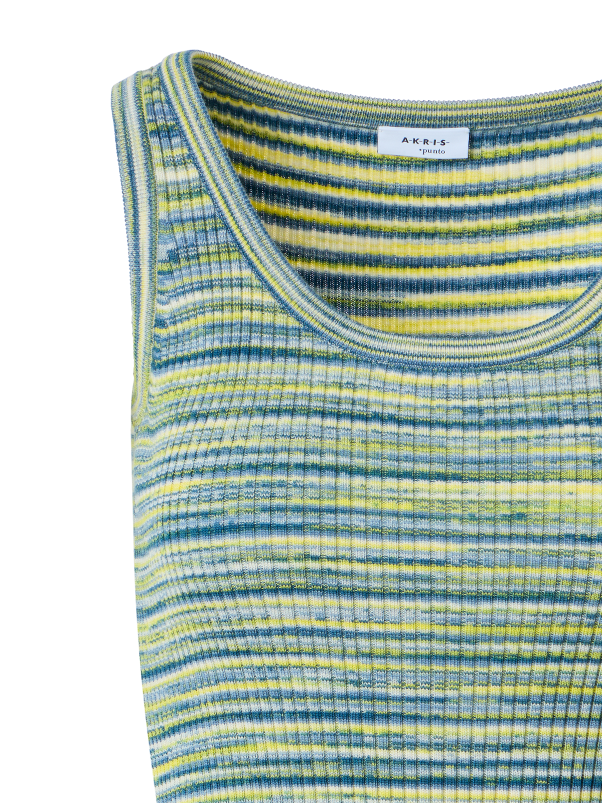 Designer Tailliertes Space-Dye-Merinowolle-Rippstrick-Top mit Rundhalsausschnitt - Bunt