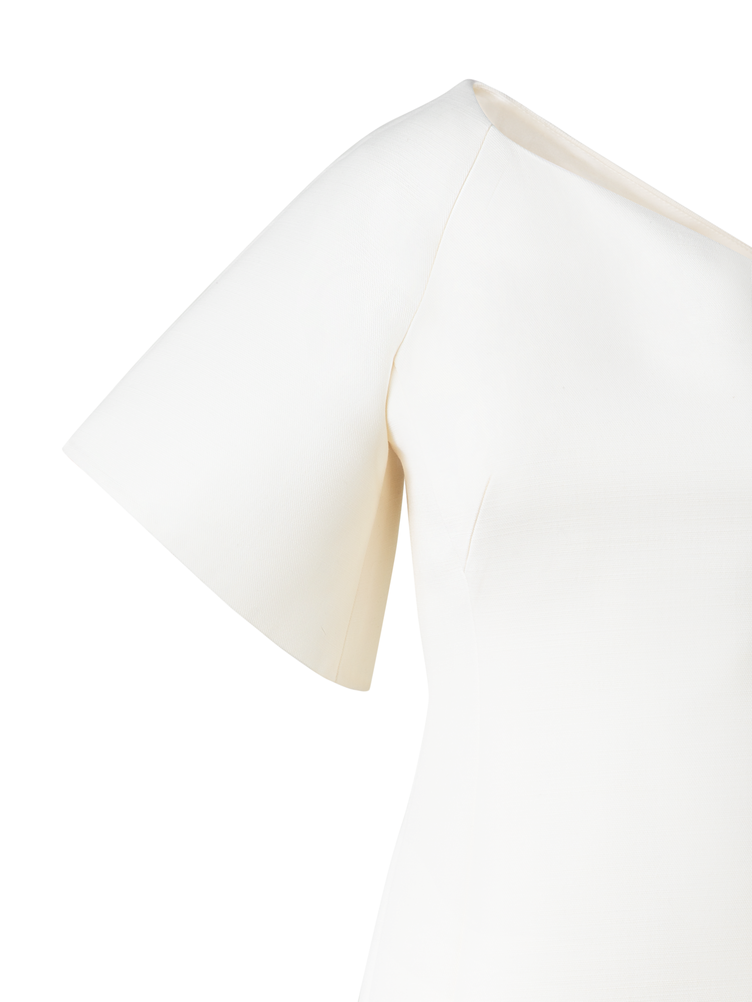 Designer One-Shoulder Cocktailkleid aus Woll-Doubleface - Ecru - Weiss