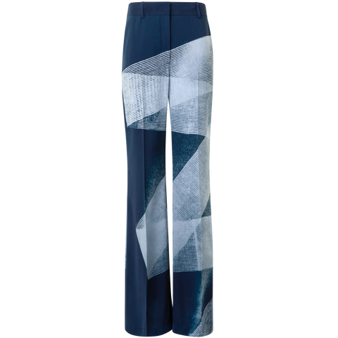 Wide Straight Silk Pants in Zigzag Print
