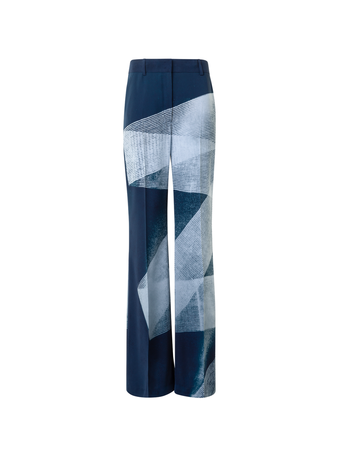 Designer Weite gerade Seidenhose im Zigzag Print - Dunkelblau - Blau - Bunt