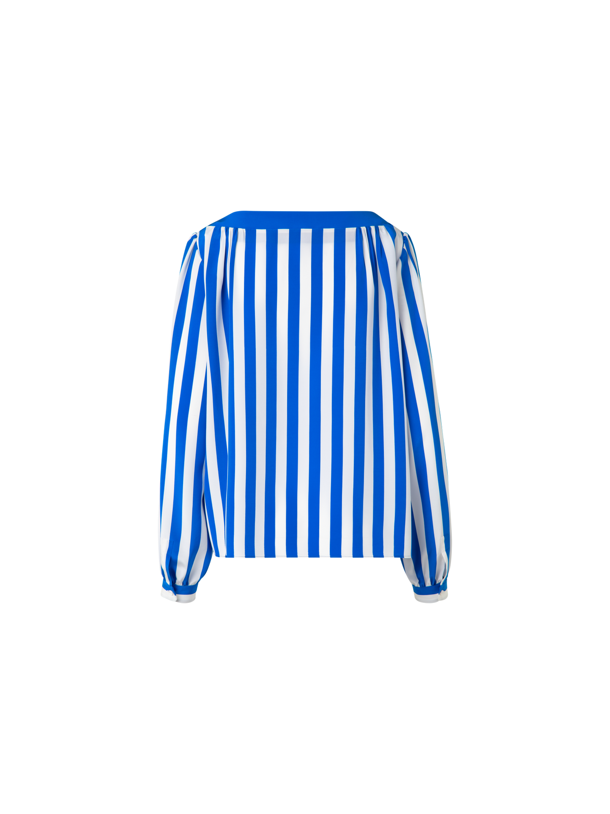 Designer Seidenbluse mit Deck Chair Stripe Druck - Blau - Bunt - Weiss