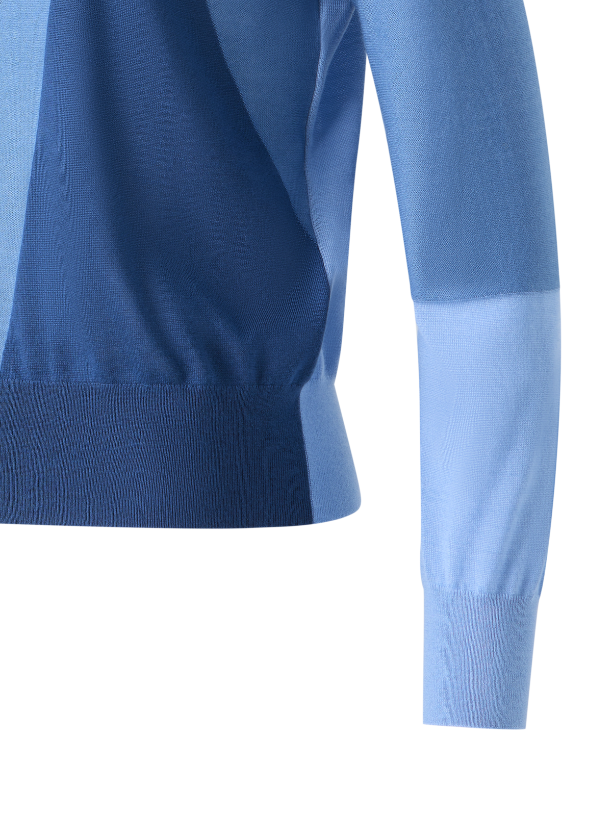 Designer Pullover aus Kaschmir-Seide mit Sunbeam-Intarsienmuster - Blau - Bunt