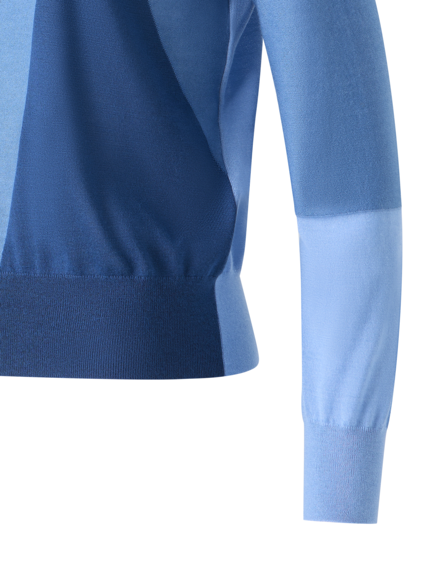 Designer Pullover aus Kaschmir-Seide mit Sunbeam-Intarsienmuster - Blau - Bunt