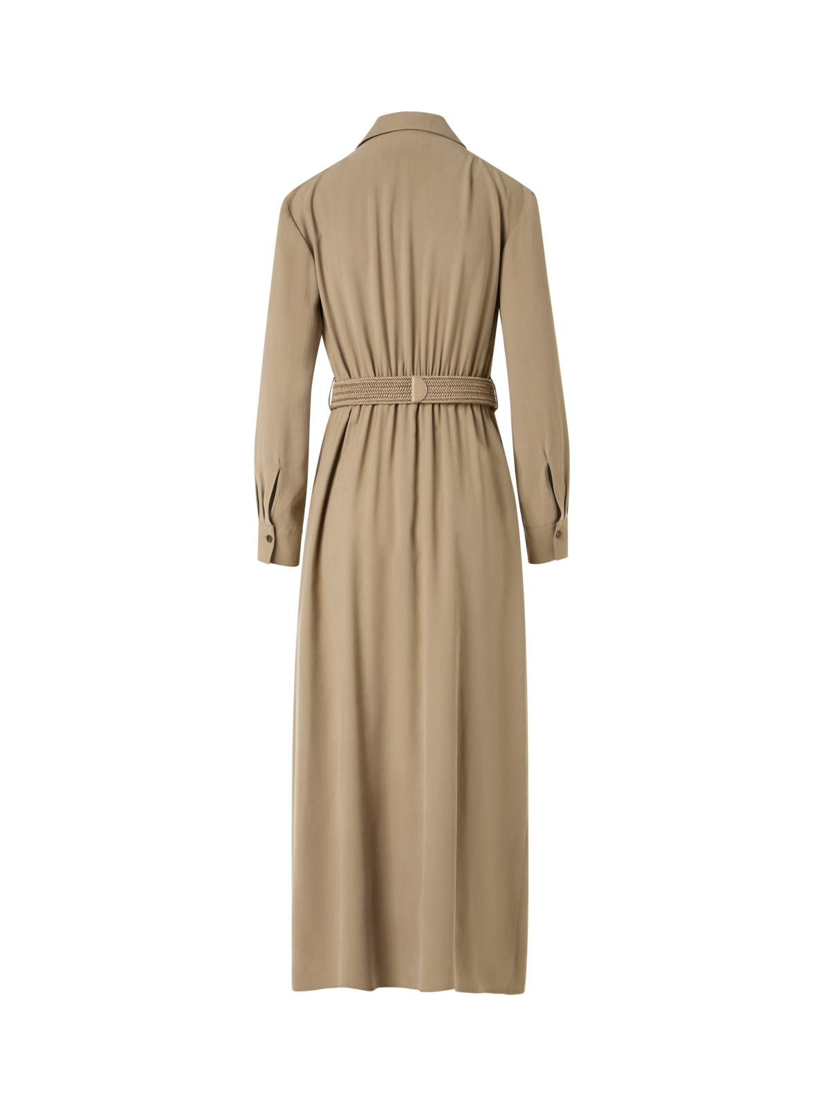 Designer Midi-Hemdblusenkleid aus Peach-Skin-Viskose-Twill - Braun