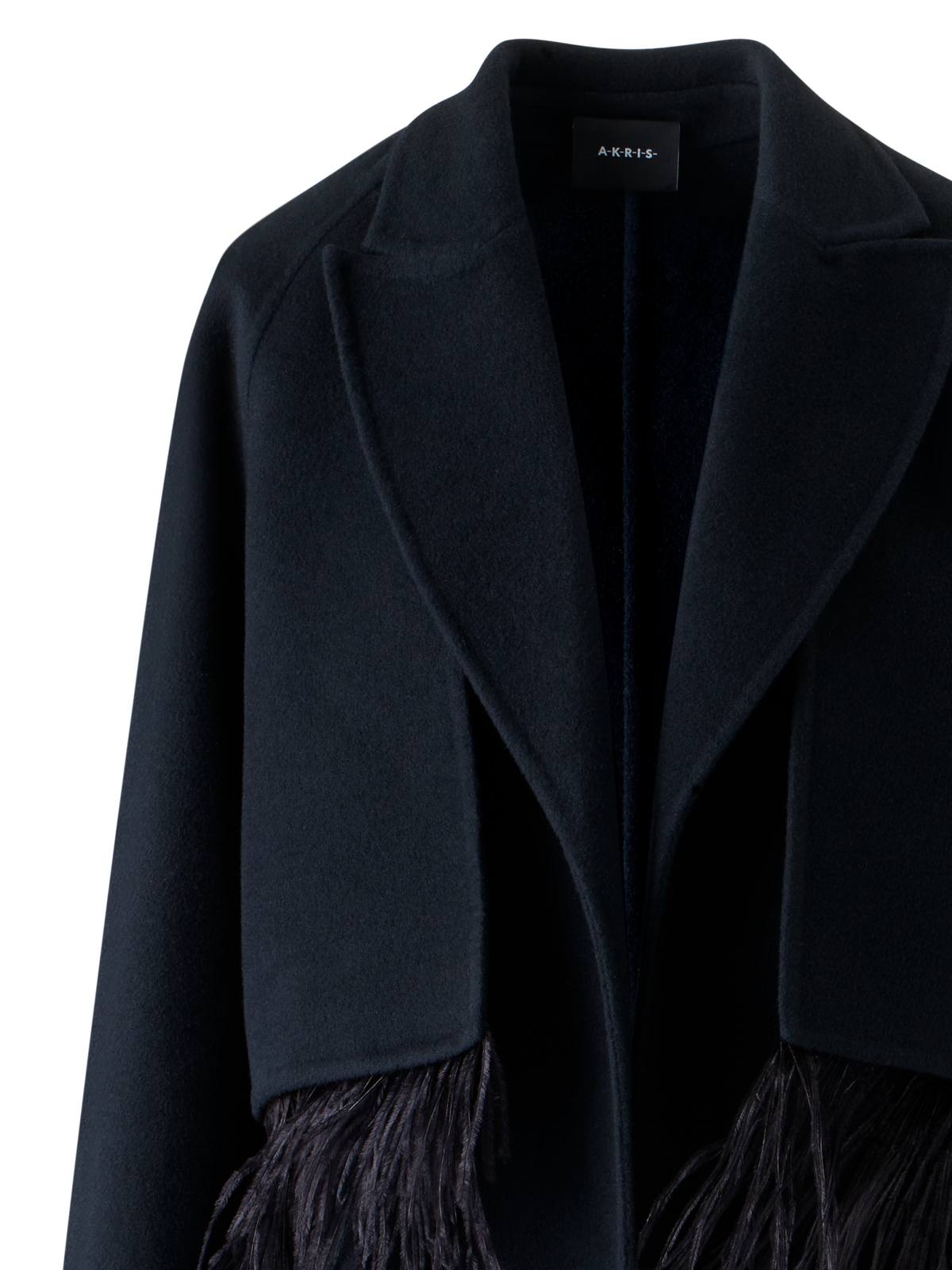 Designer Duo Mantel Gilet & Bolero mit Federnbesatz - Schwarz