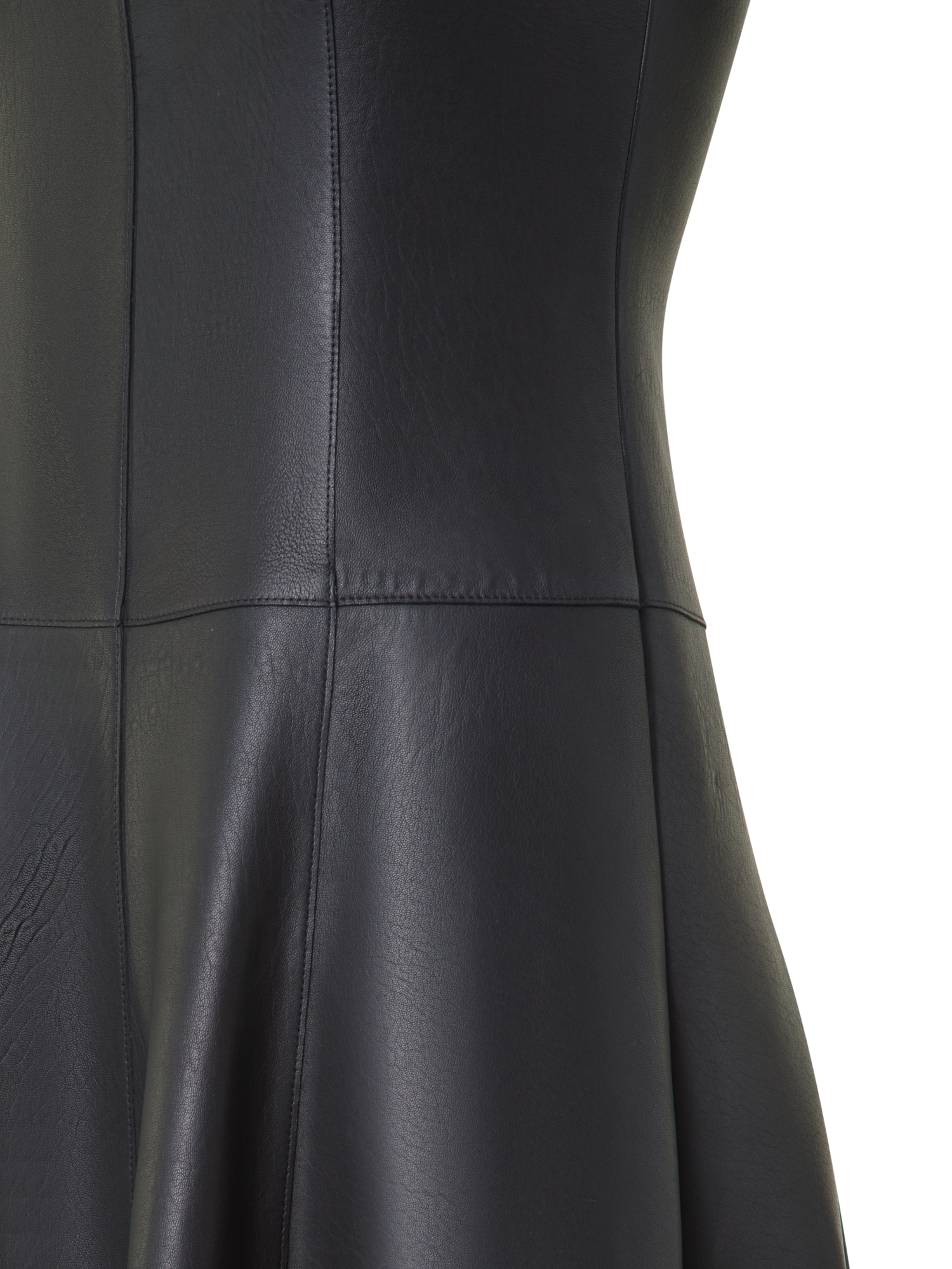 Designer Fit and Flare Lederkleid - Schwarz