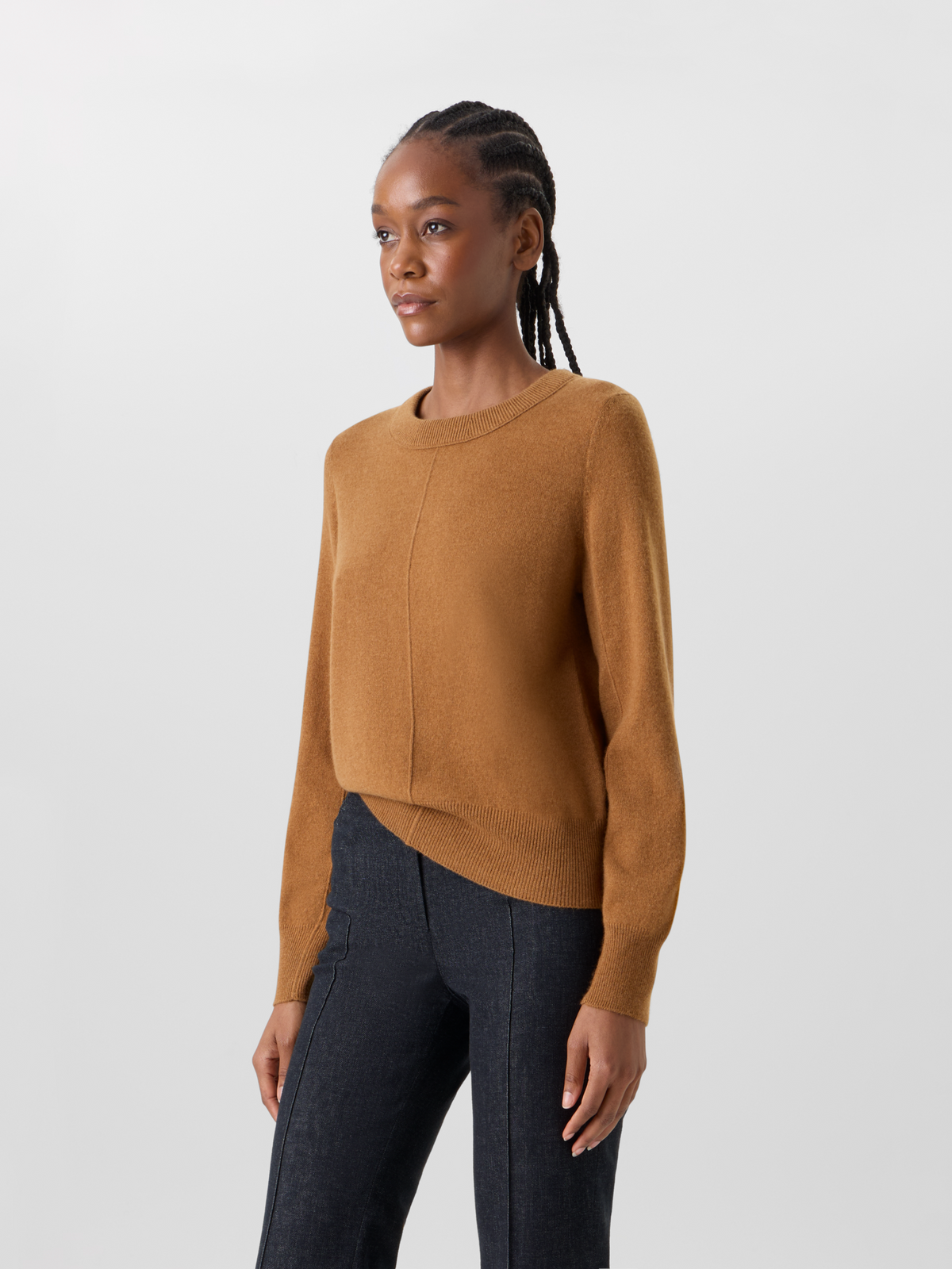 Designer Kaschmirpullover mit Mittelnaht - Braun 