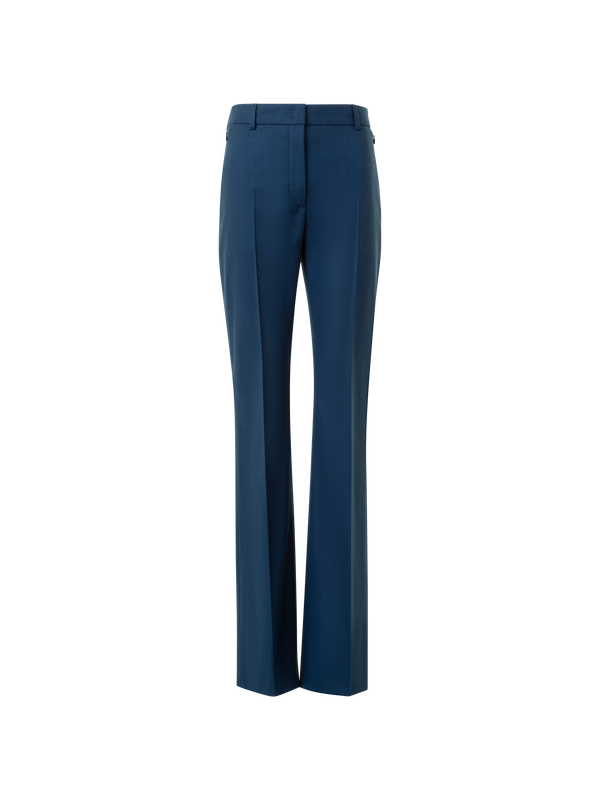 Designer Leichte Bootcut-Stretch-Wollflanellhose - Dunkelblau - Blau