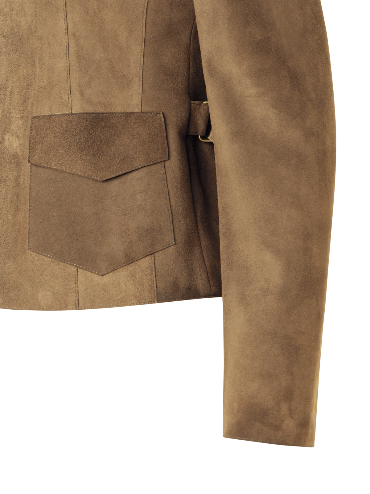 Designer Langärmelige Jacke aus Wildleder - Beige
