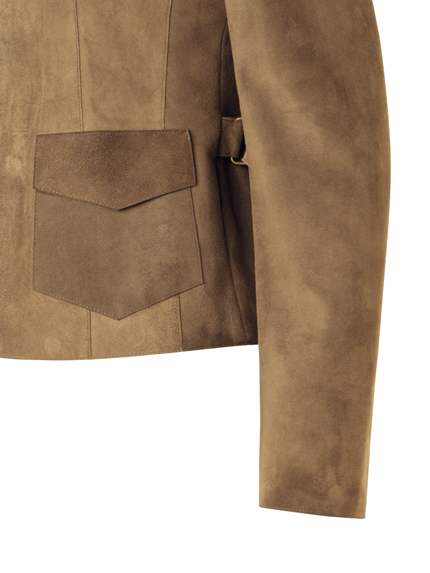 Designer Langärmelige Jacke aus Wildleder - Beige