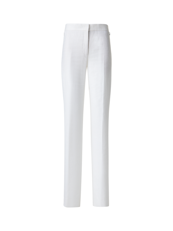 Designer Gerade Hose aus Leinen - Ecru - Weiss