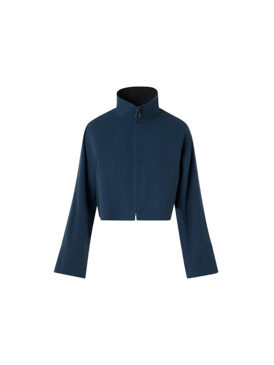 Designer Kurze Jacke aus Baumwoll-Doubleface - Schwarz - Dunkelblau - Blau