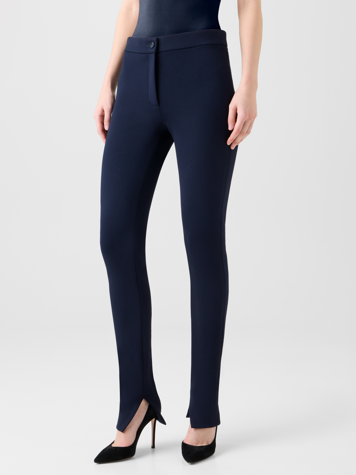 Designer Skinny Leggings aus Stretch-Jersey - Dunkelblau - Blau #editorial