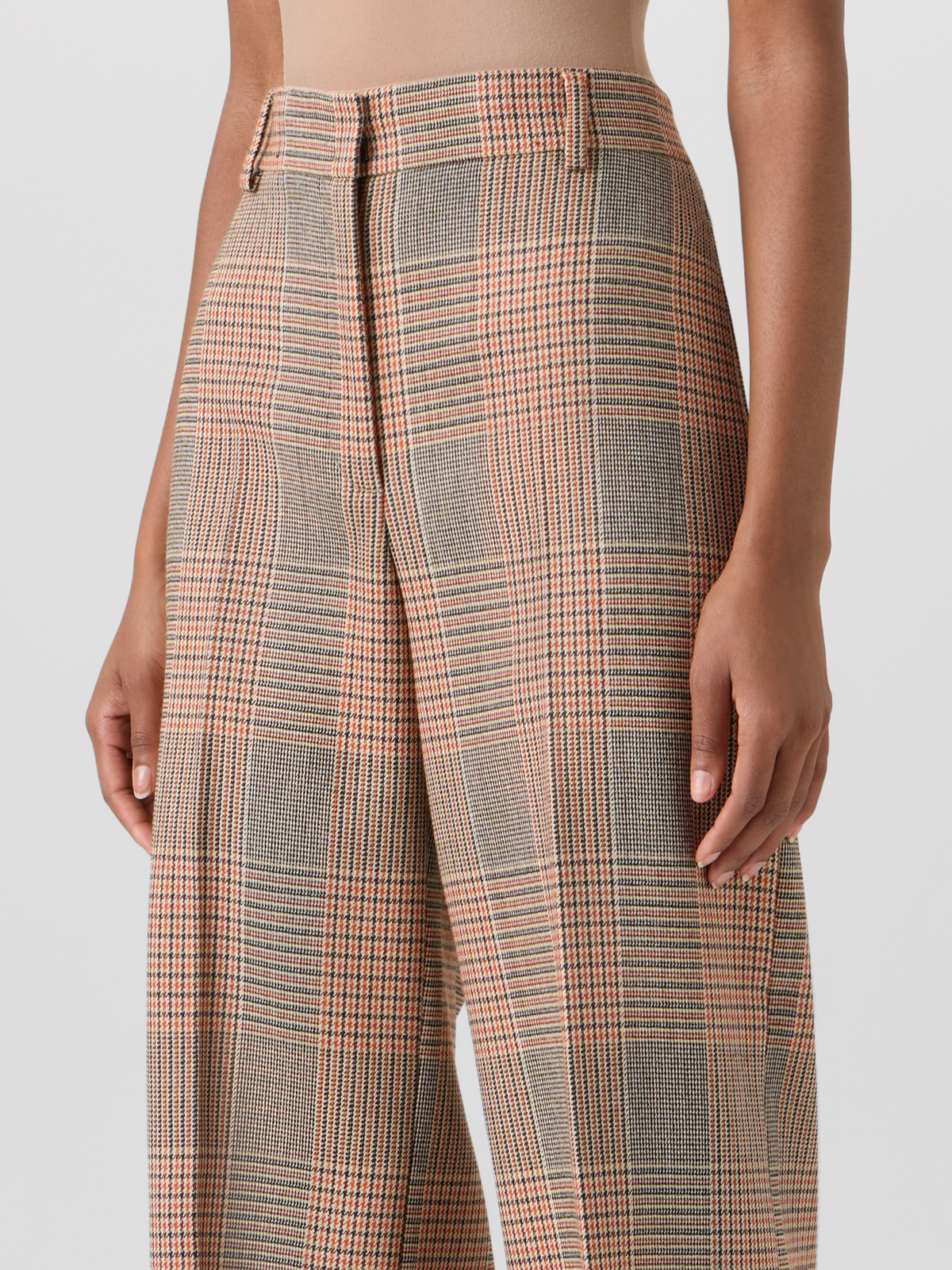 Designer Chiaro Wide-Leg Hose aus Glencheck auf schwerem Woll-Twill - Bunt #editorial