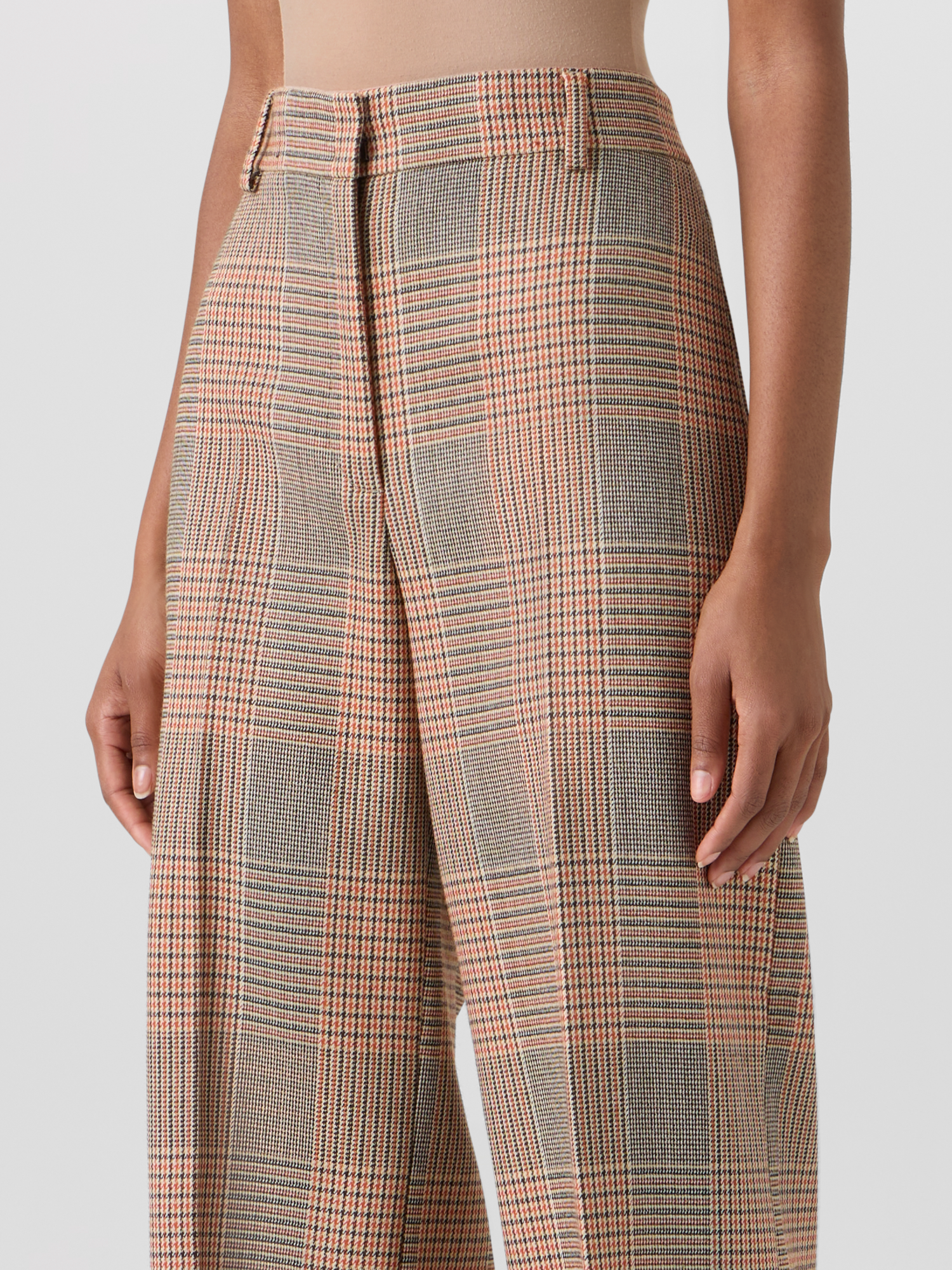 Designer Chiaro Wide-Leg Hose aus Glencheck auf schwerem Woll-Twill - Bunt 