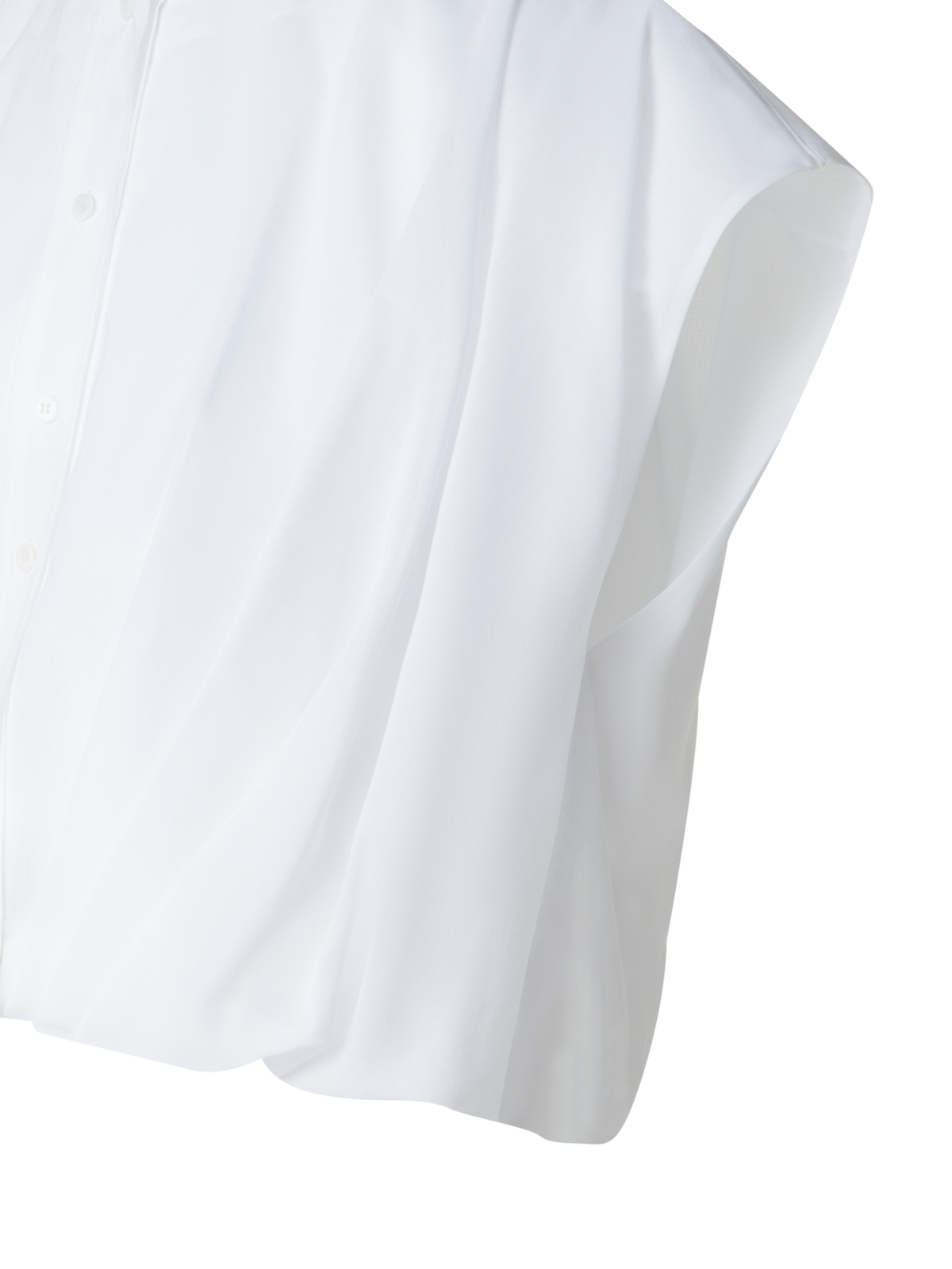 Designer Ärmellose Bluse aus Baumwoll-Voile - Weiss