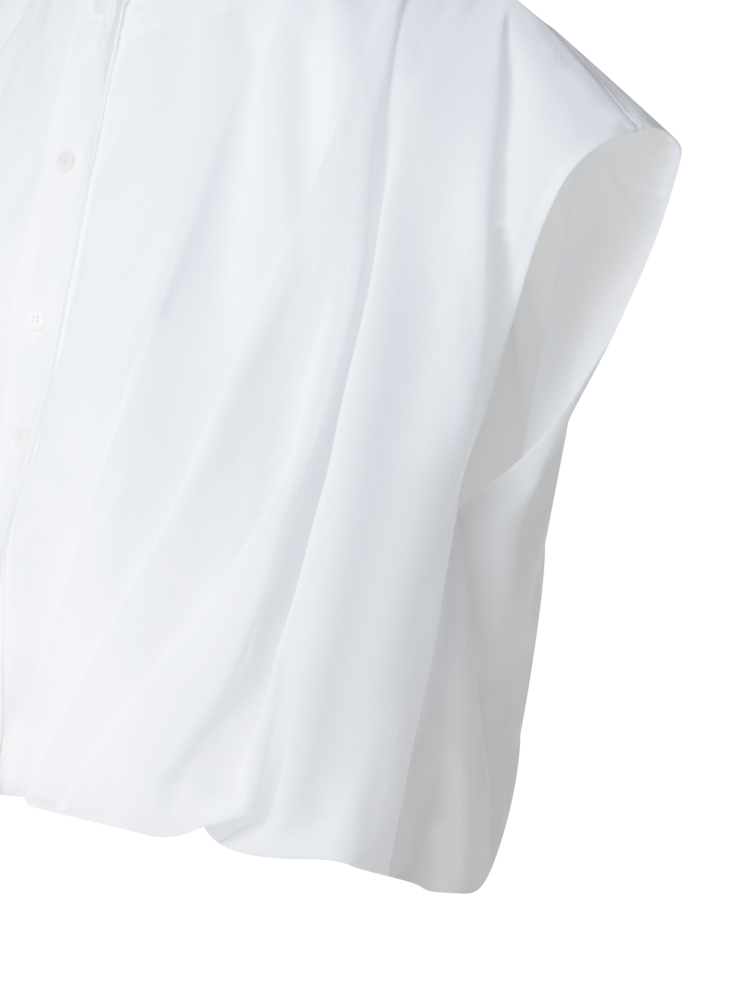 Designer Ärmellose Bluse aus Baumwoll-Voile - Weiss