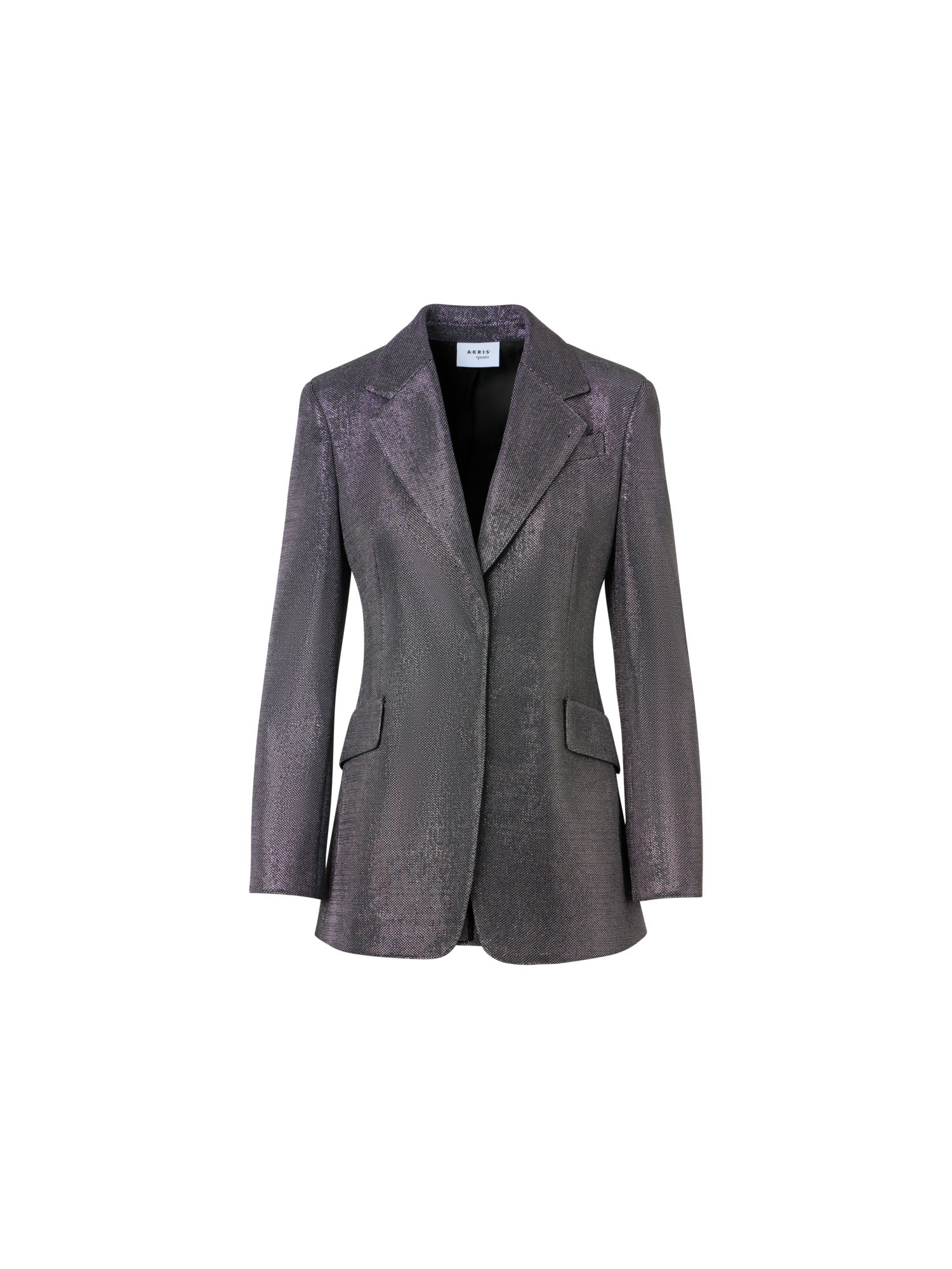 Designer Blazer aus Metallic-Vogelaugen-Jersey - Grau - Silber
