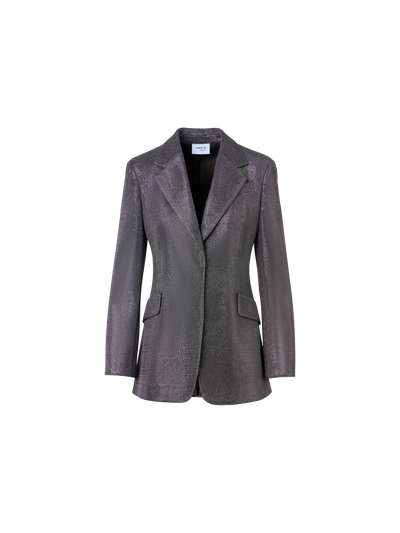 Designer Blazer aus Metallic-Vogelaugen-Jersey - Grau - Silber