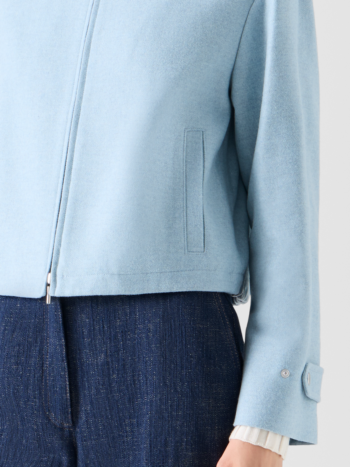 Designer Blouson-Jacke aus Wollmischung - Blau 