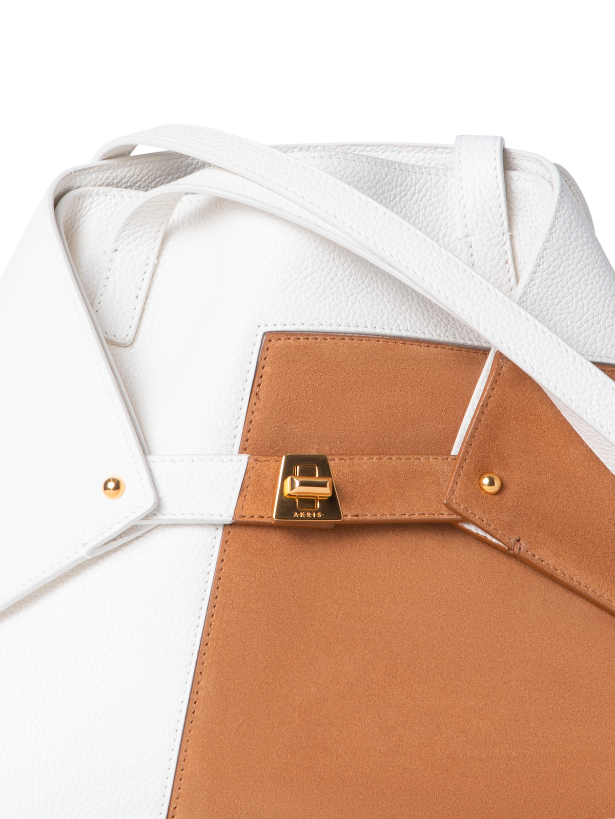 Designer Ai Small Shoulder Tote - Braun - Bunt - Weiss