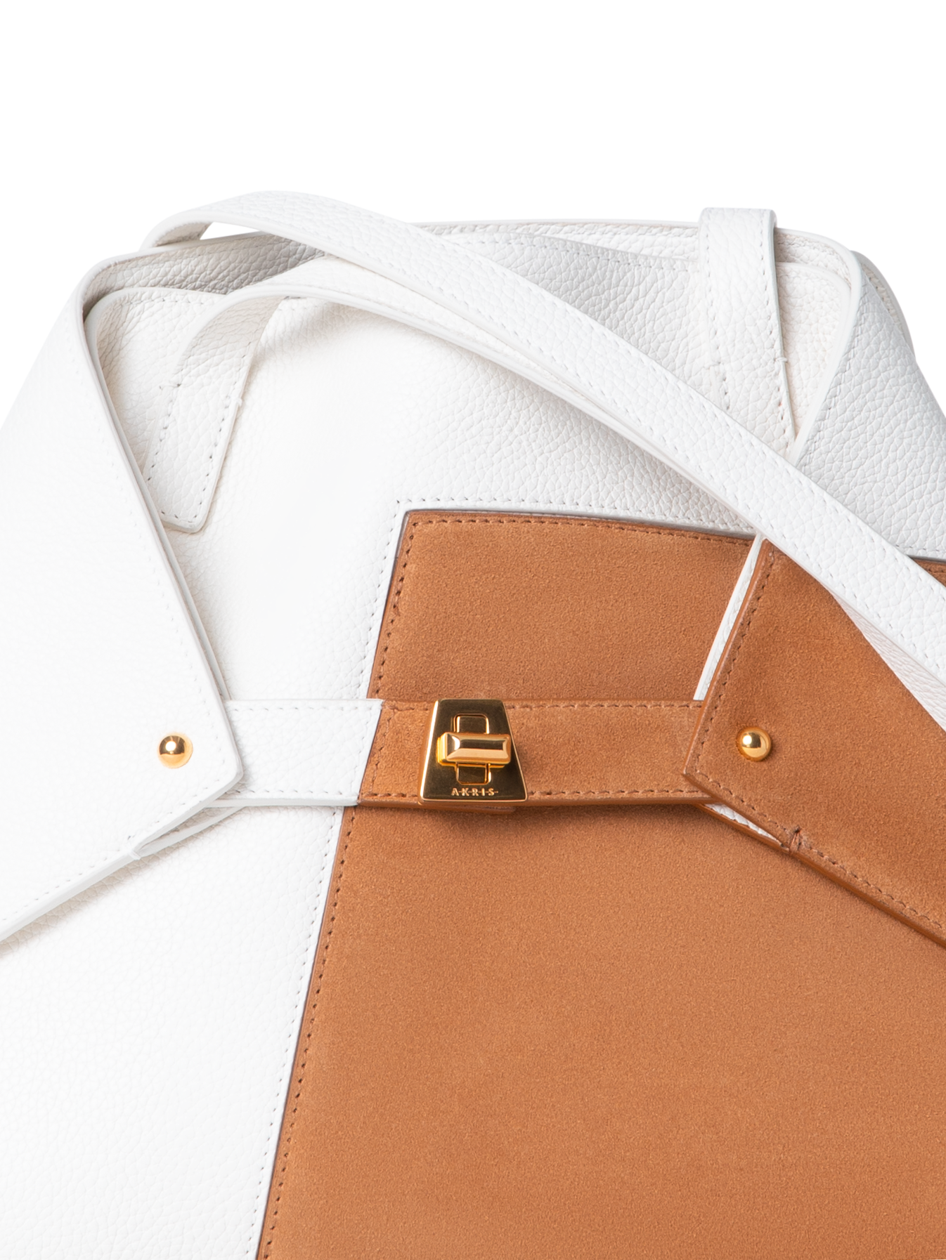 Designer Ai Small Shoulder Tote - Braun - Bunt - Weiss