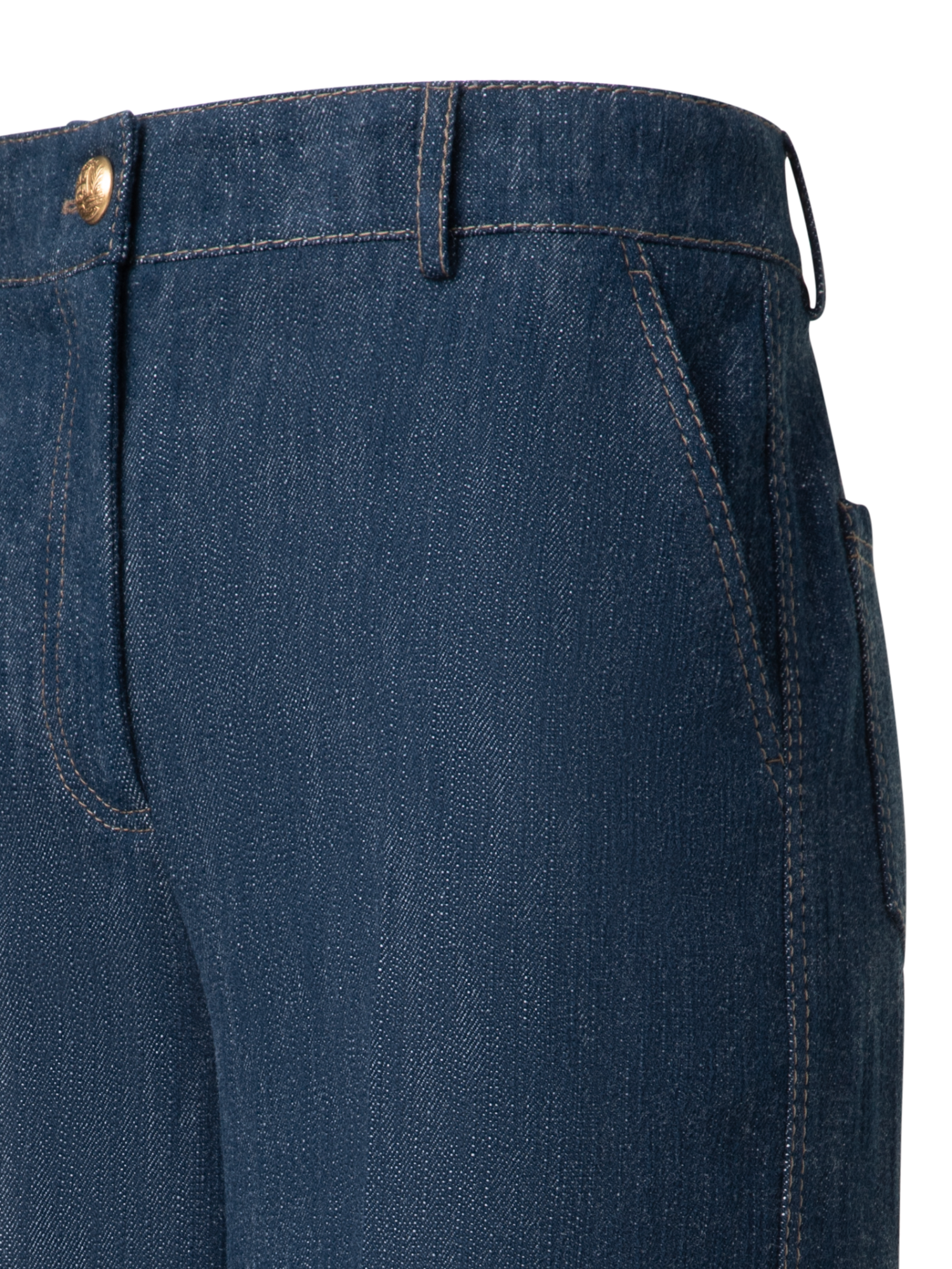 Designer Cropped Weite Hose aus Cool Baumwoll-Denim - Dunkelblau - Blau