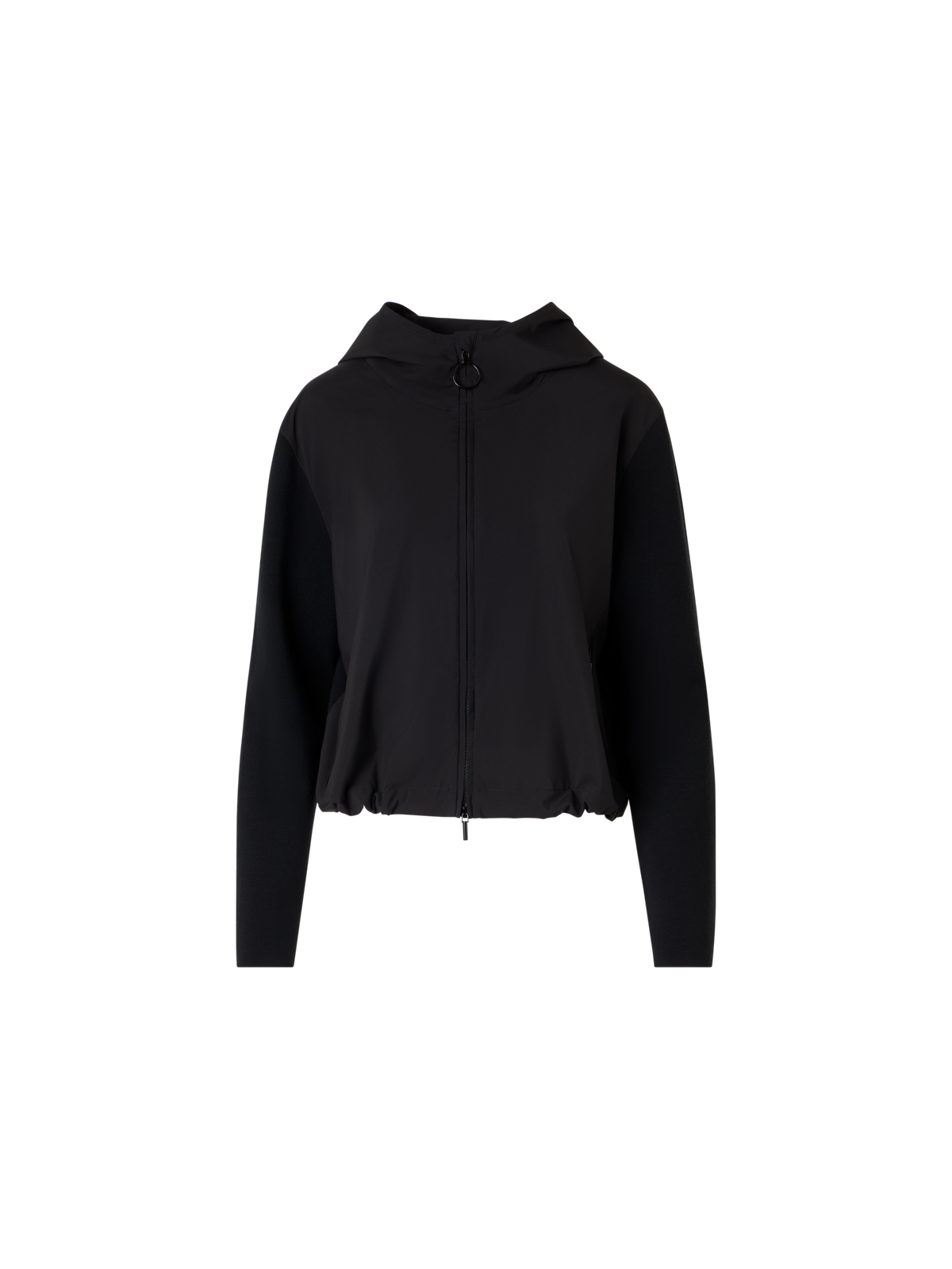 Designer Langärmelige Strickjacke aus Mixed-Media - Schwarz