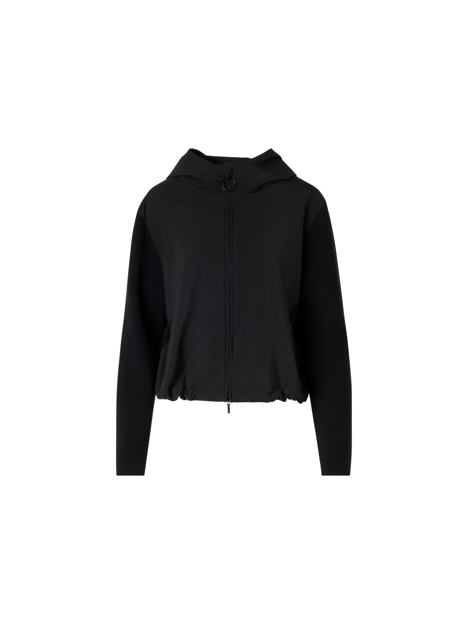 Designer Langärmelige Strickjacke aus Mixed-Media - Schwarz