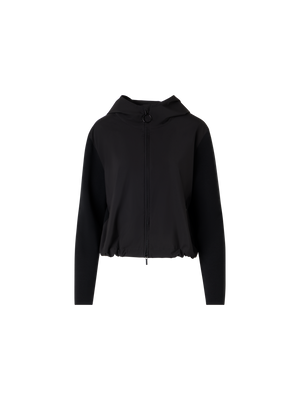 Designer Langärmelige Strickjacke aus Mixed-Media - Schwarz