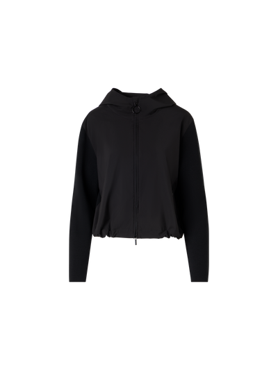 Designer Langärmelige Strickjacke aus Mixed-Media - Schwarz