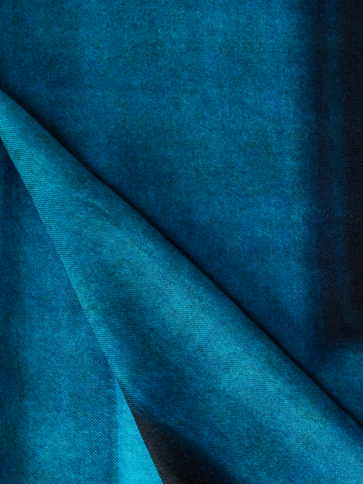 Designer Schal aus Kaschmir und Seide mit Window Druck - Blau