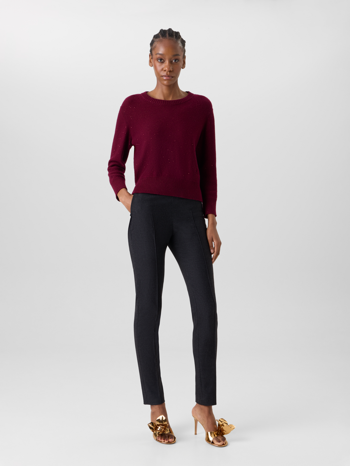Designer Schmale Hose aus Wollflanell - Grau 
