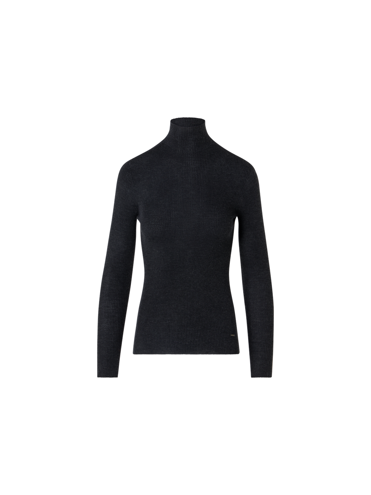 Designer Feinripp-Pullover aus Kaschmirseide mit Stehkragen - Grau
