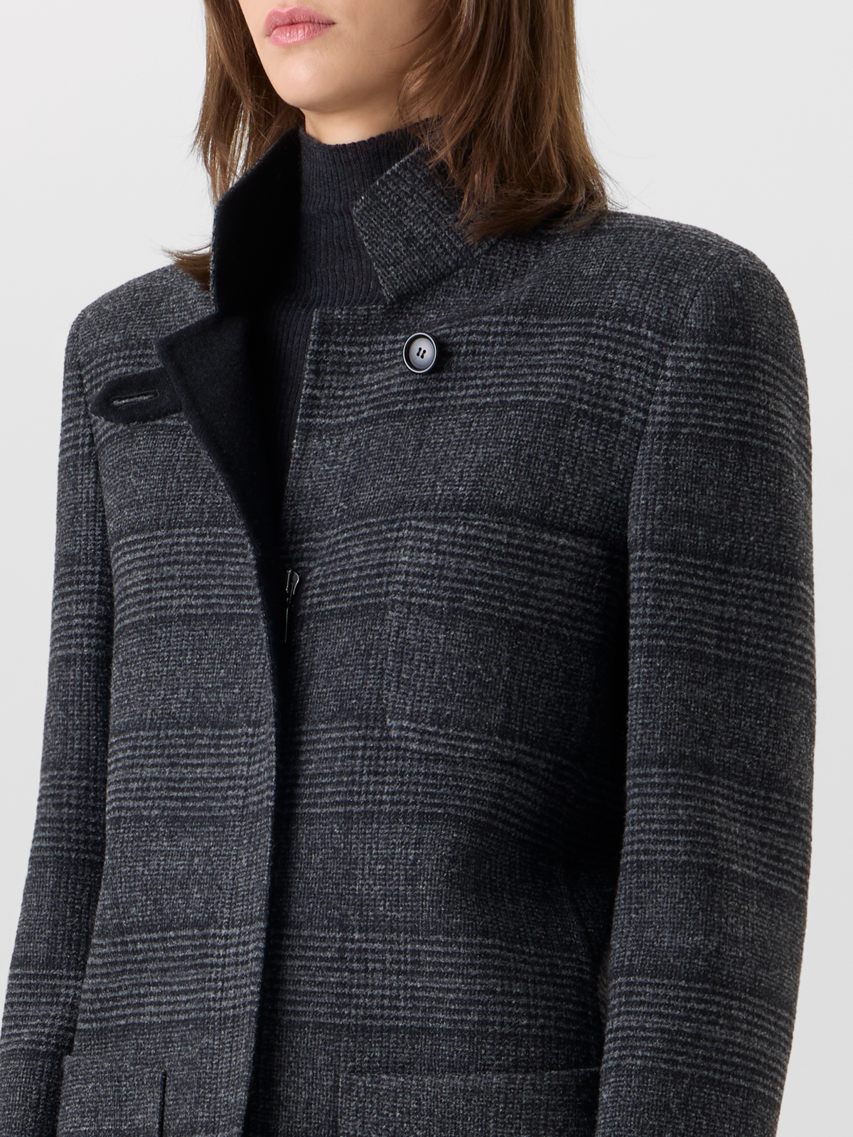 Designer Cardigan-Jacke aus Woll-Double-Face mit Glencheck - Grau - Bunt - Schwarz #editorial