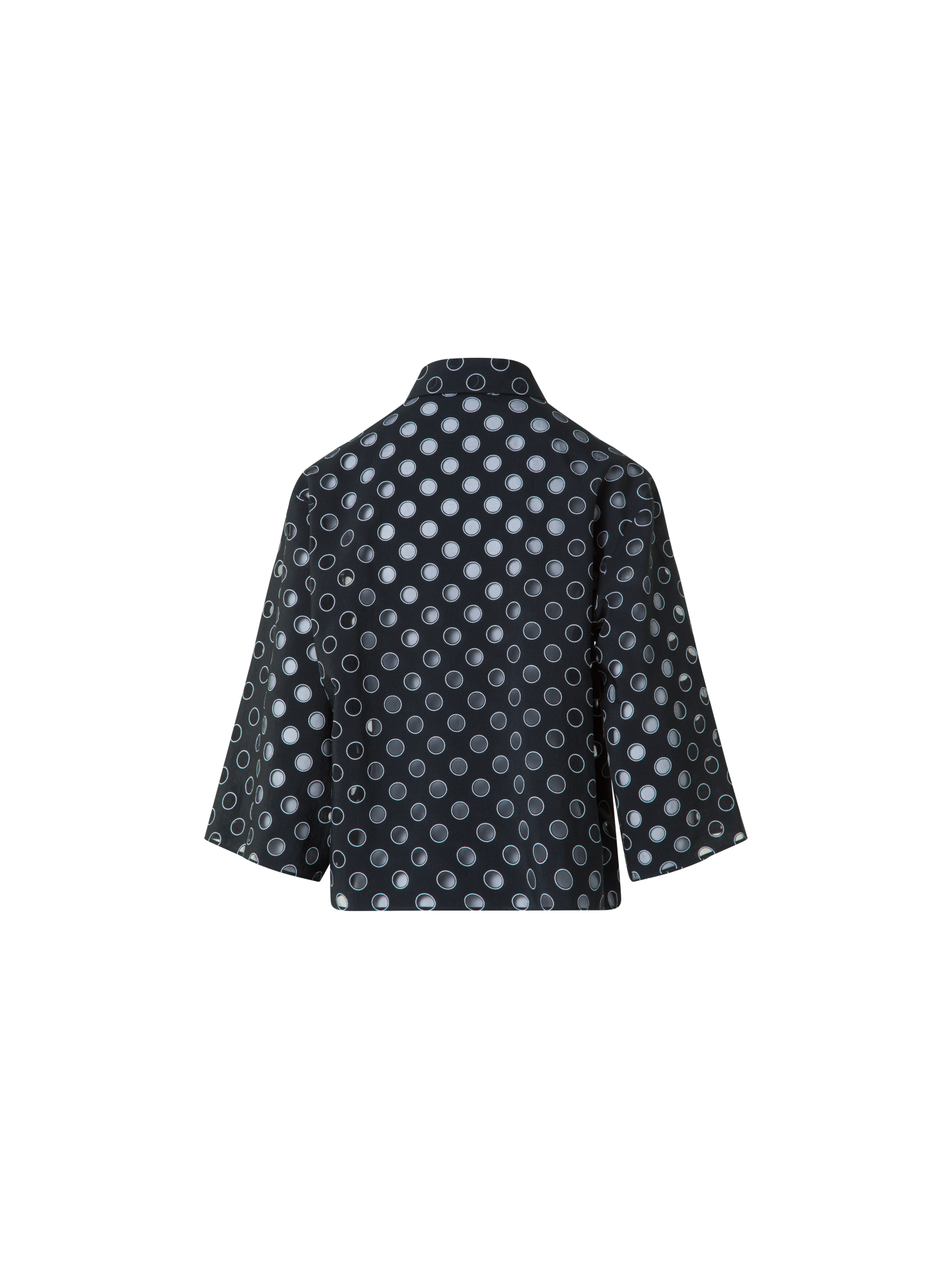 Designer Kurze Bluse mit transparenten Polka Dots - Schwarz